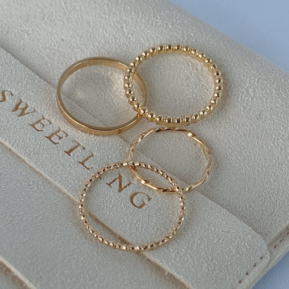 4pcs Gold Stacking Rings - Picture 3 of 9